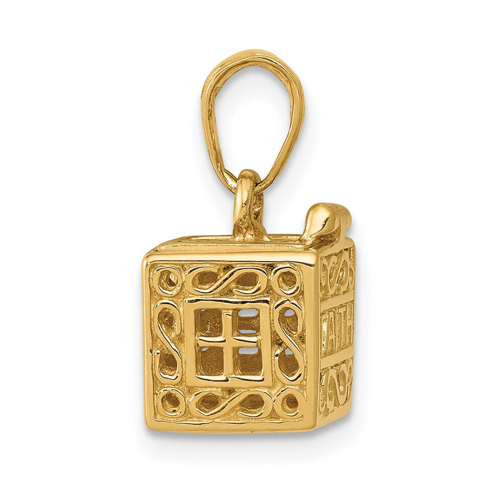 14k Yellow Gold 3D Faith and Hope Prayer Box Charm