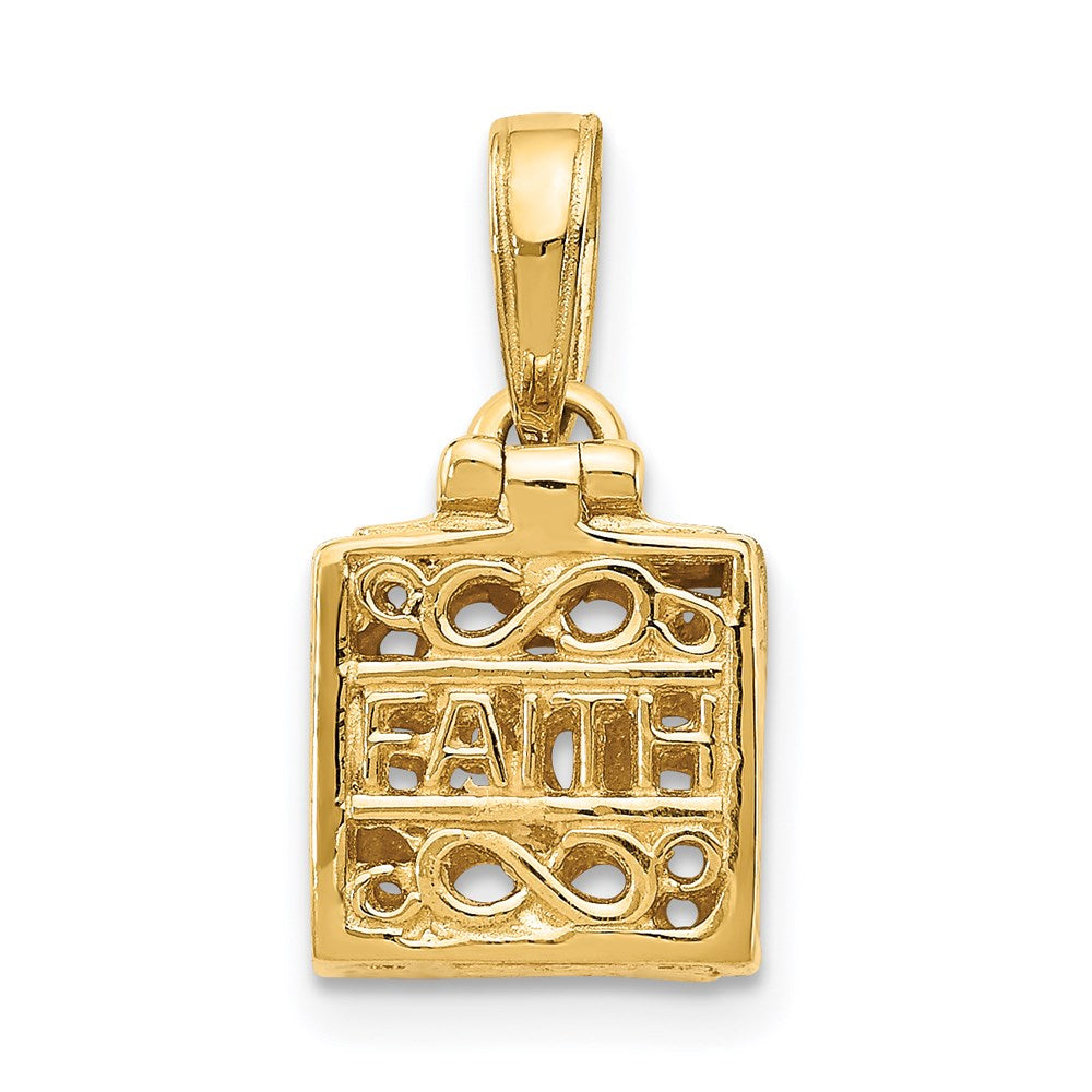 14k Yellow Gold 3D Faith and Hope Prayer Box Charm