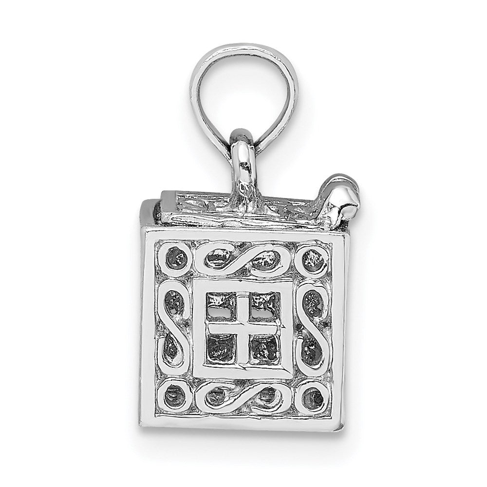 14k White Gold 3-D Prayer Box W/ Faith and Hope Charm