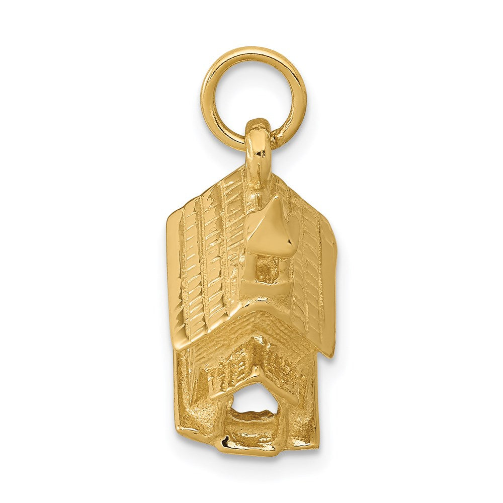 14k Yellow Gold 3-D Church Charm