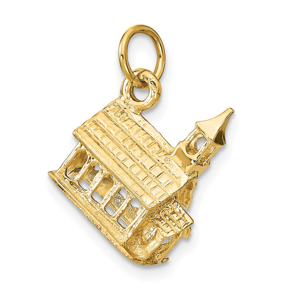 14k Yellow Gold 3-D Church Charm