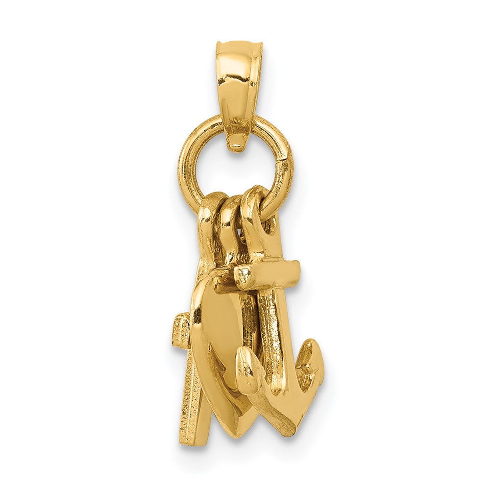 14k Yellow Gold 3D Faith Hope and Charity Charm