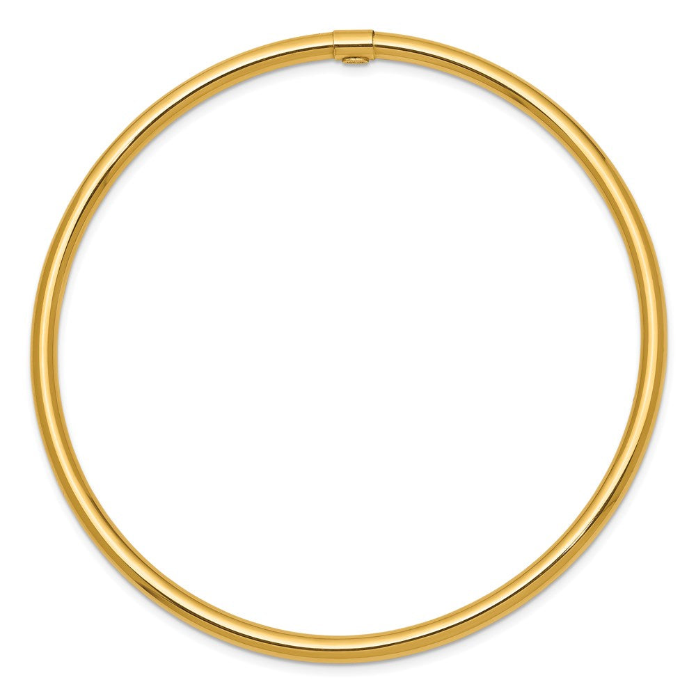 14k Yellow Gold 3mm Polished Round Tube Slip-on Bangle