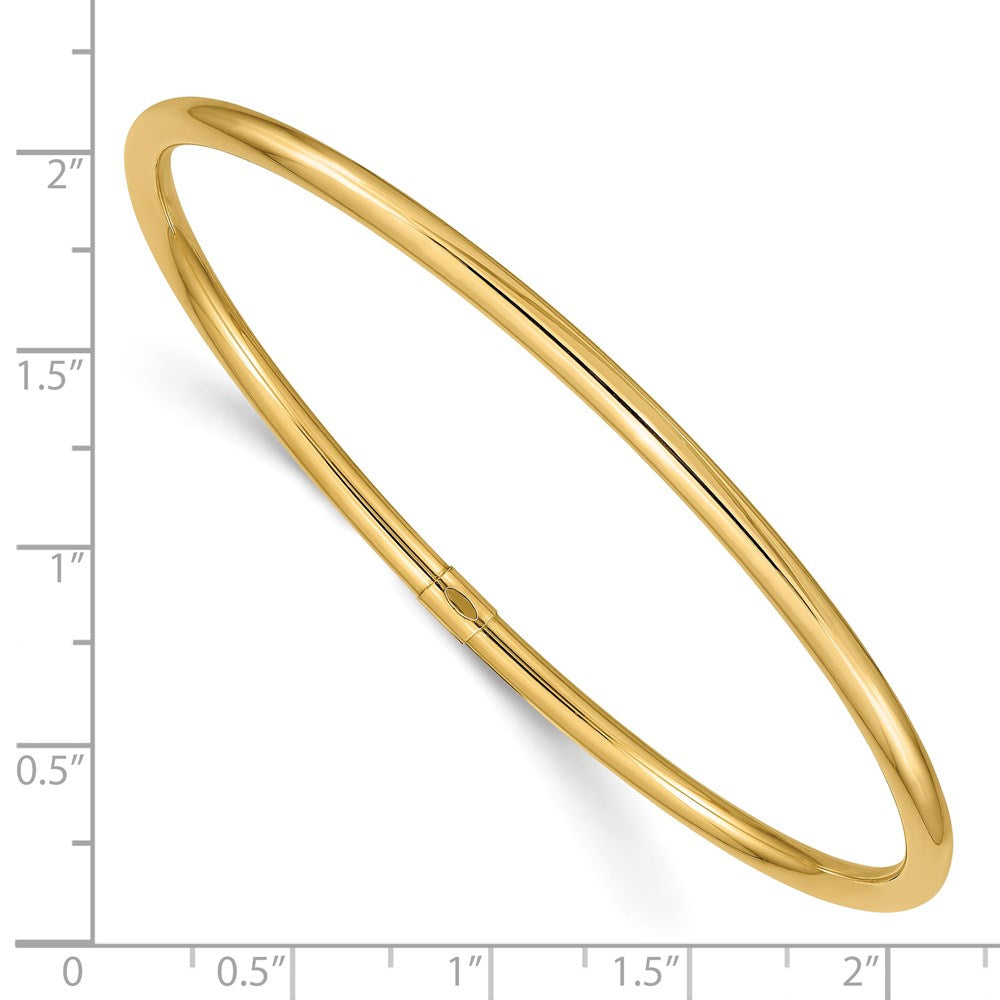 14k Yellow Gold 3mm Polished Round Tube Slip-on Bangle