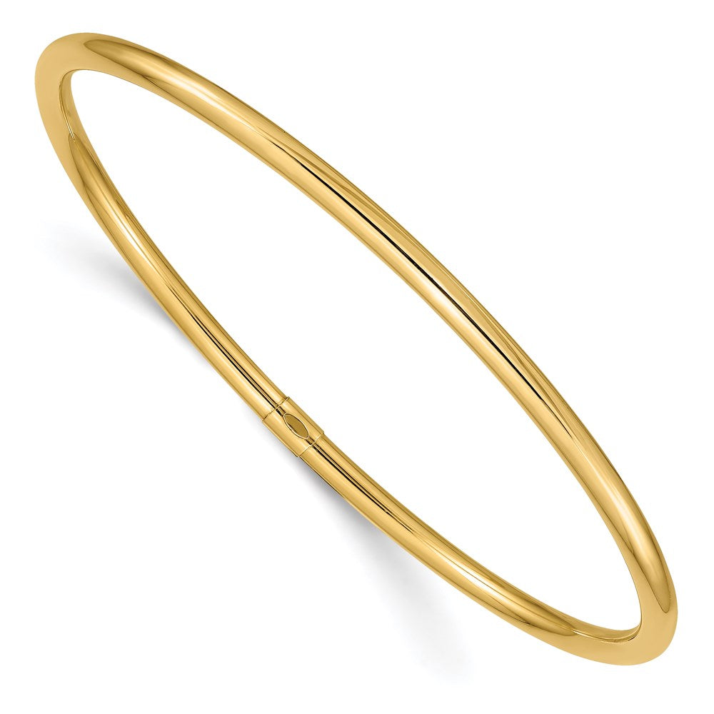 14k Yellow Gold 3mm Polished Round Tube Slip-on Bangle