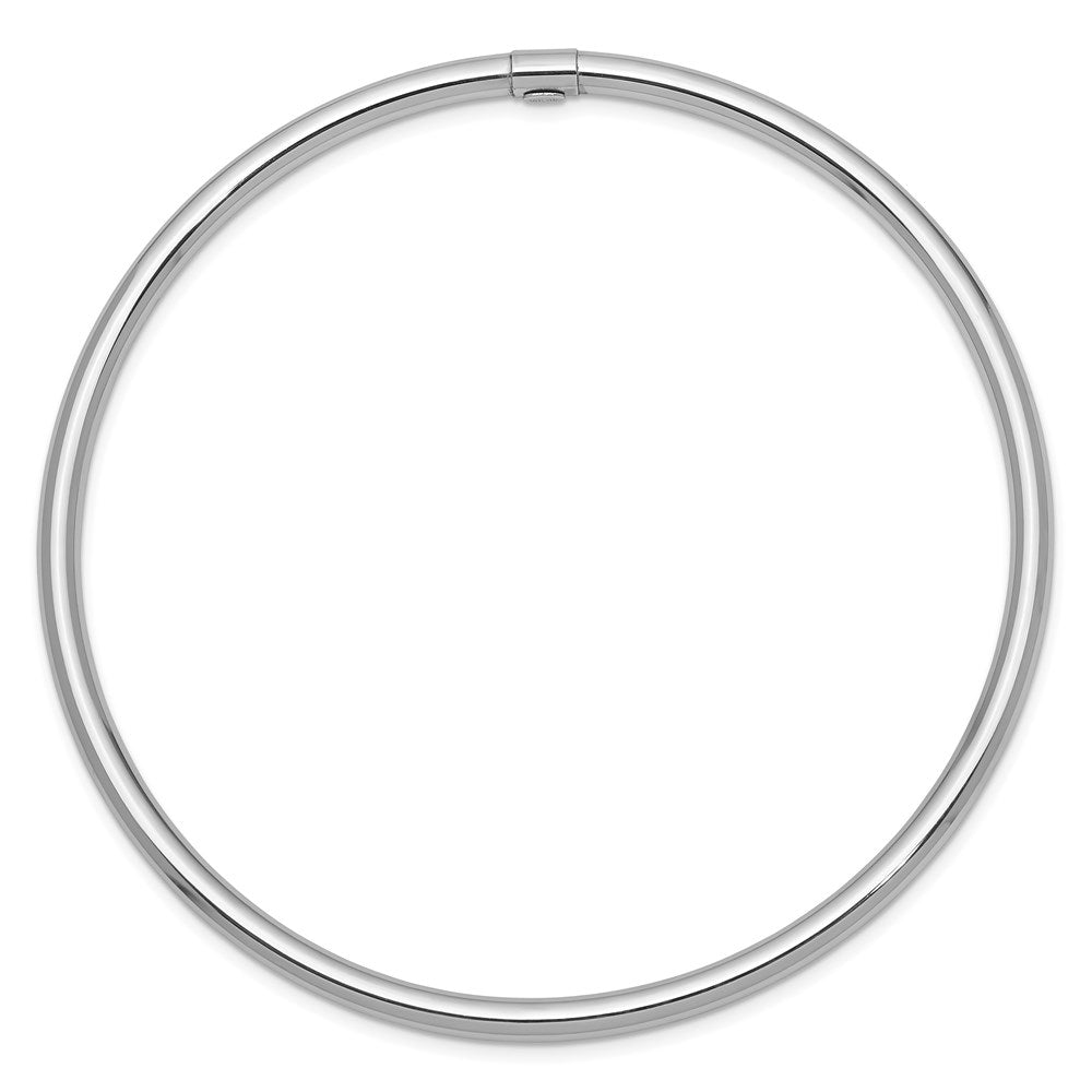 14k White Gold 3mm Polished Round Tube Slip-on Bangle