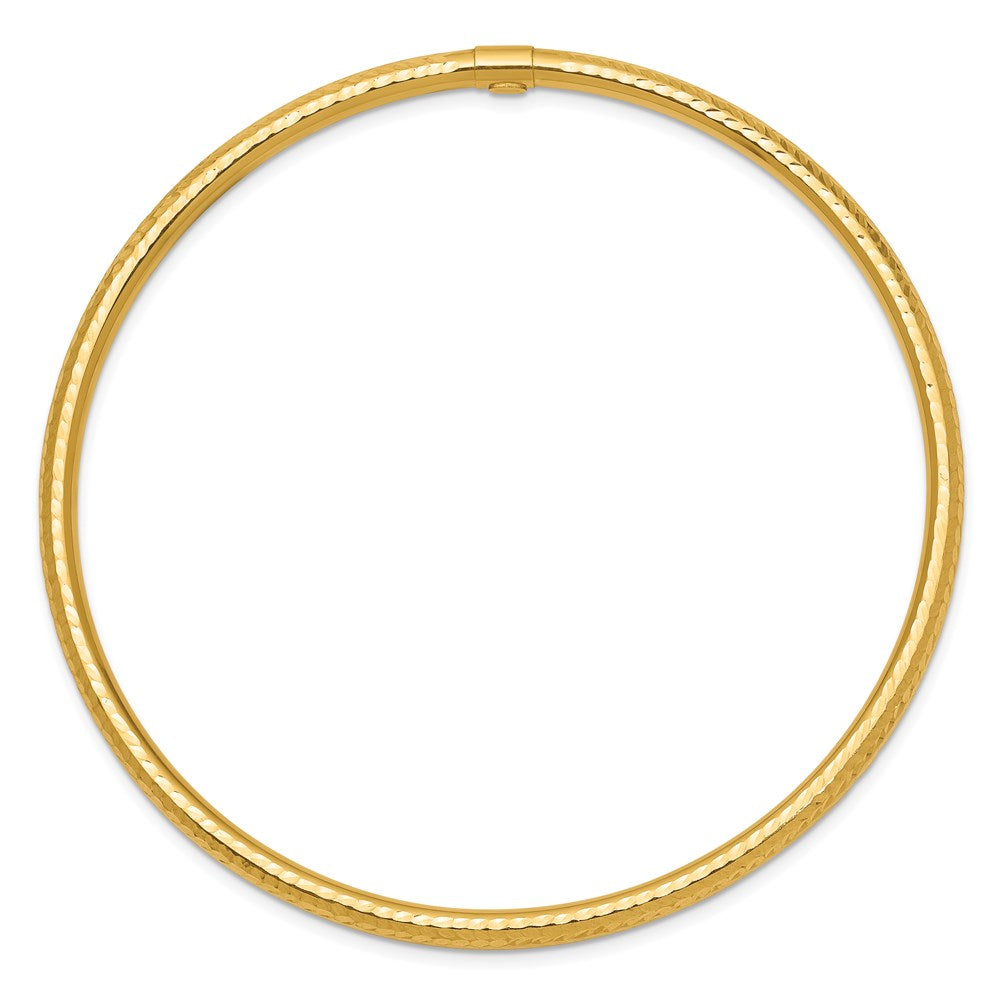 14k Yellow Gold 3mm Diamond-cut Tube Slip-on Bangle