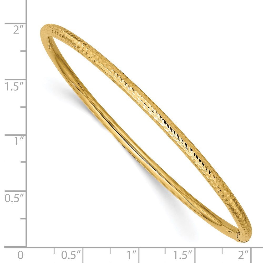 14k Yellow Gold 3mm Diamond-cut Tube Slip-on Bangle