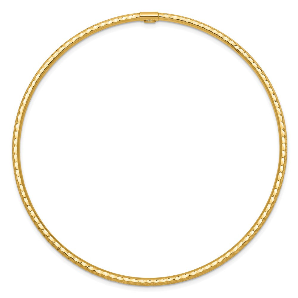 14k Yellow Gold 2mm Diamond-cut Tube Slip-on Bangle