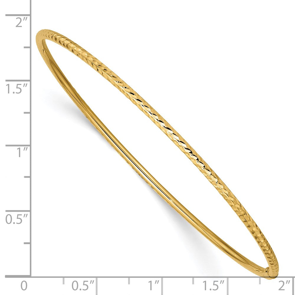 14k Yellow Gold 2mm Diamond-cut Tube Slip-on Bangle