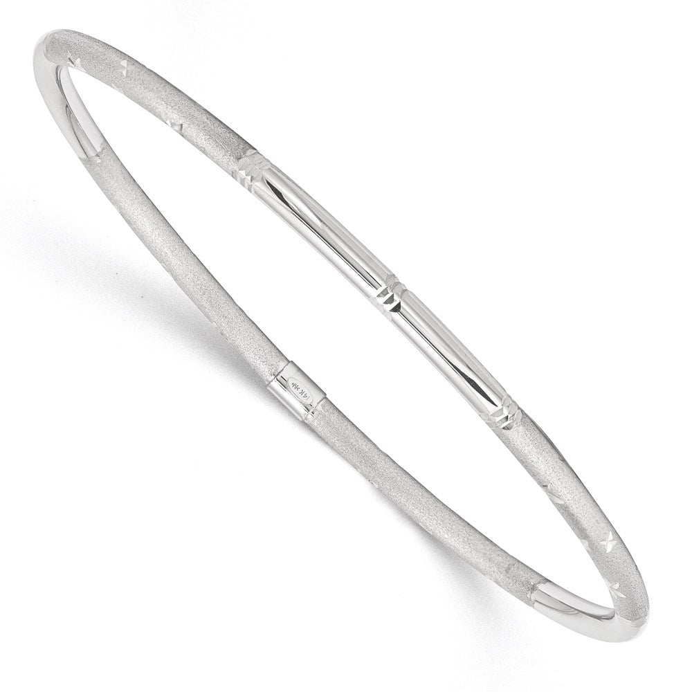 14k White Gold Polished Satin D/C Slip on Bangle