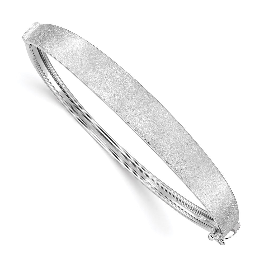 14k White Gold Satin Finish Graduated Hinged Bangle