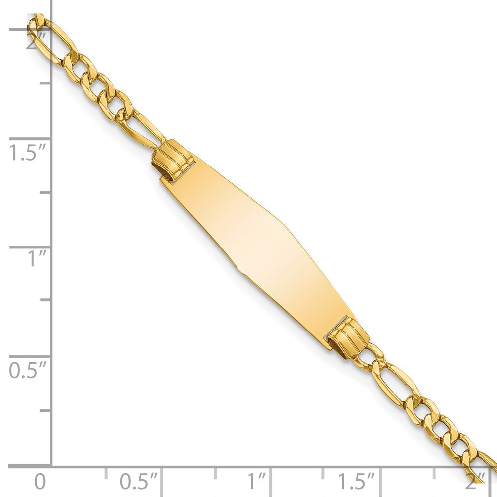 14k Semi-solid Soft Diamond Shape Figaro Link ID Bracelet