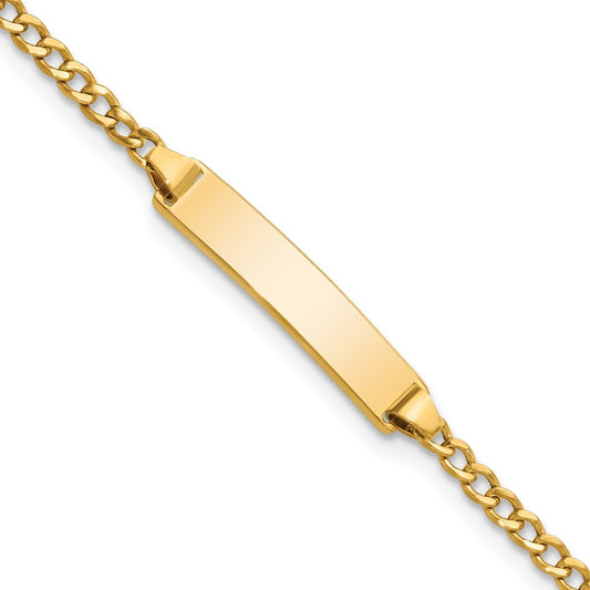 14k Semi-Solid Polished Cuban ID Bracelet