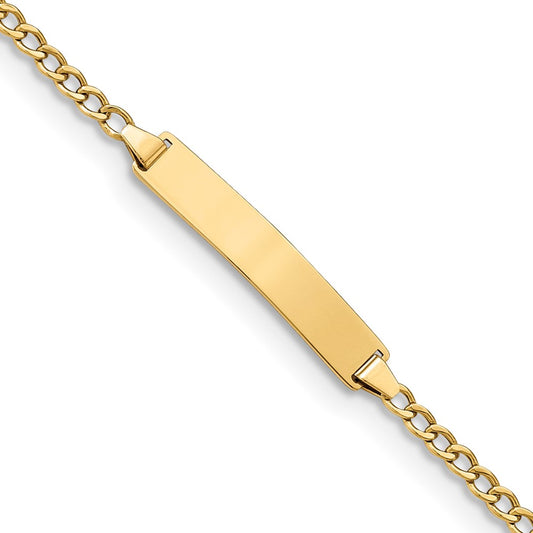 14k Semi-Solid Polished Cuban ID Bracelet