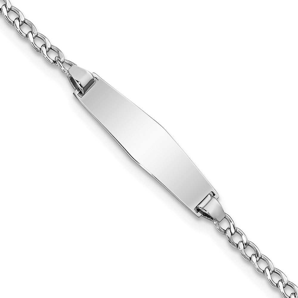 Solid 14K White Gold Semi-solid Soft Diamond Shape Cuban ID Bracelet