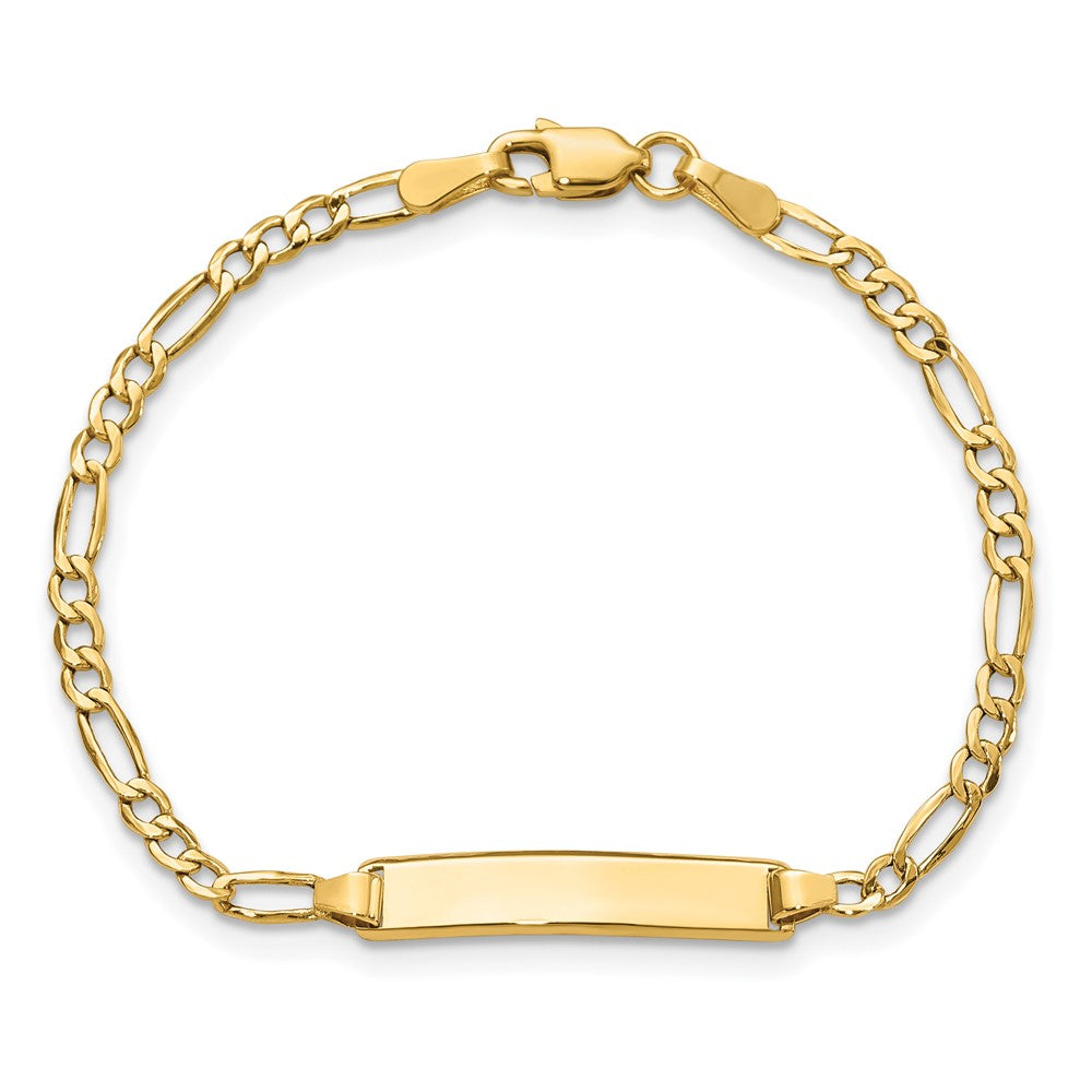 14k Semi-Solid Polished Figaro ID Bracelet