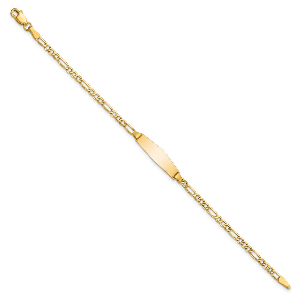 14k Semi-Solid Soft Diamond Shape Figaro ID Bracelet