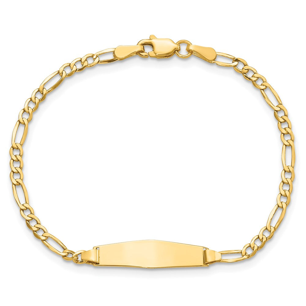 14k Semi-Solid Soft Diamond Shape Figaro ID Bracelet