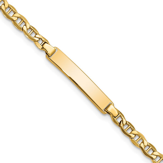 14k Semi-Solid Anchor Link ID Bracelet