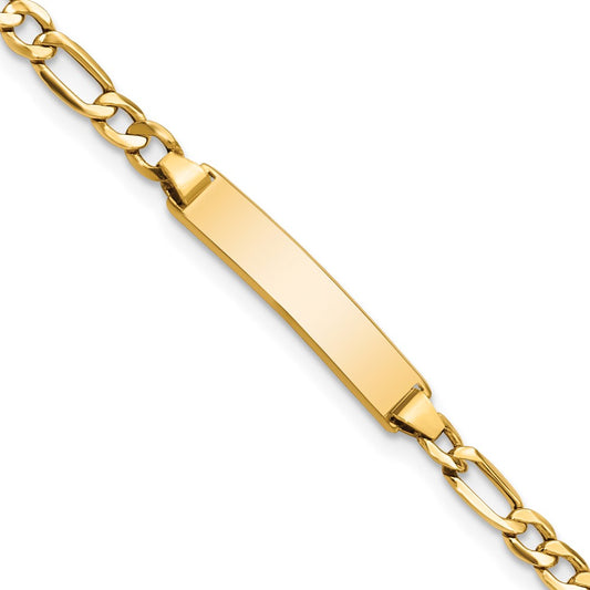 14k Semi-Solid Figaro Link ID Bracelet