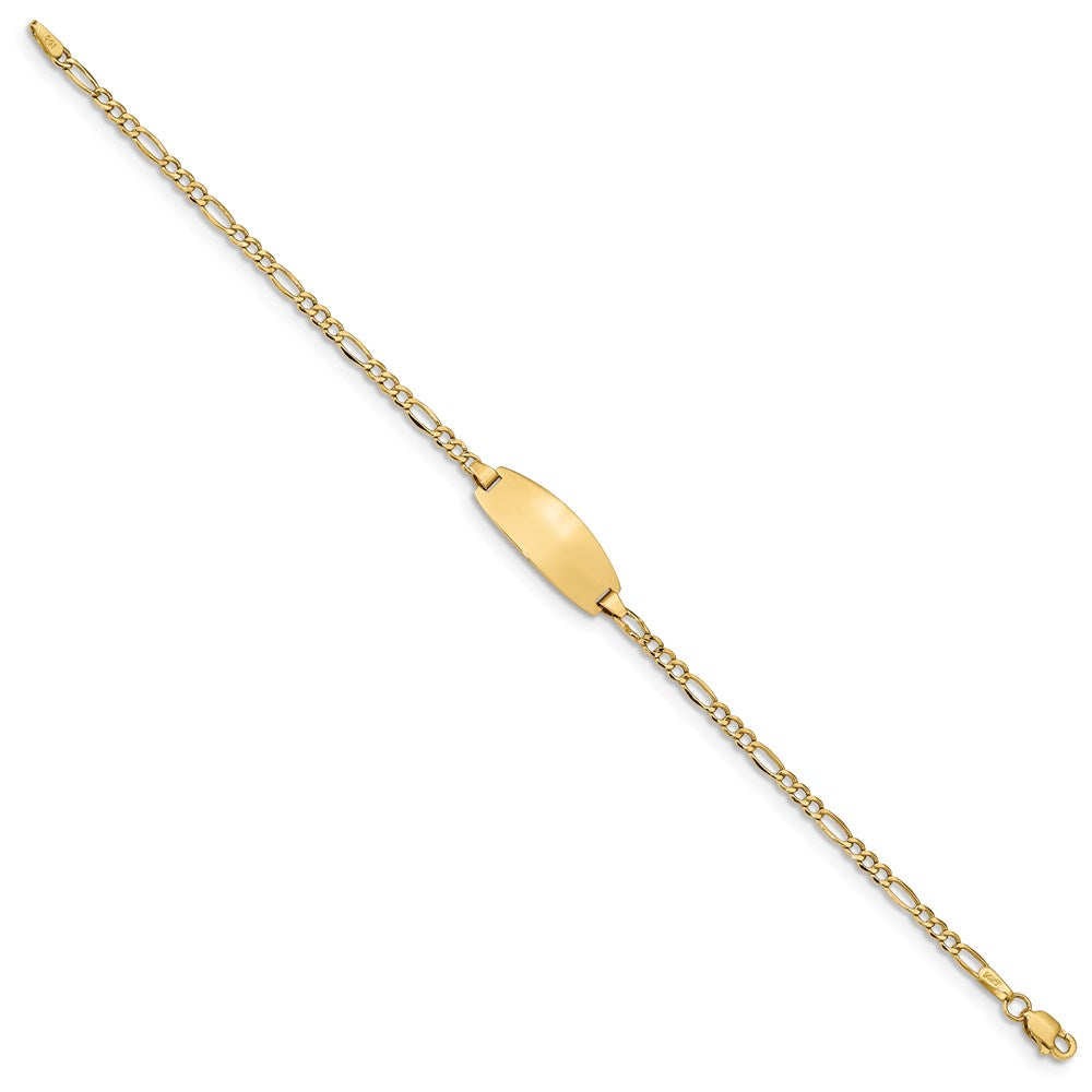 14k Semi-Solid Oval Figaro ID Bracelet