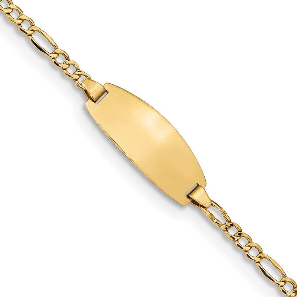 14k Semi-Solid Oval Figaro ID Bracelet