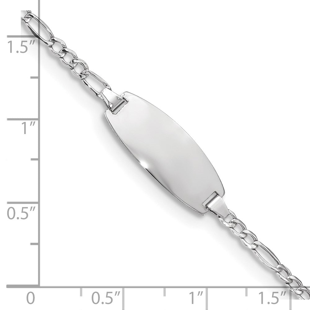 14k White Gold Semi-Solid Oval Figaro ID Bracelet