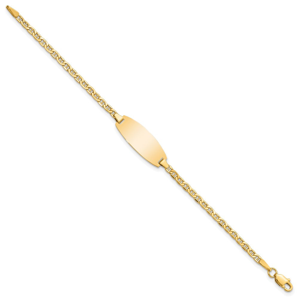 14k Semi-Solid Oval Anchor ID Bracelet