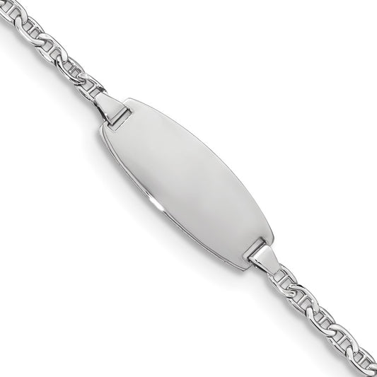 14k White Gold Semi-Solid Oval Anchor ID Bracelet