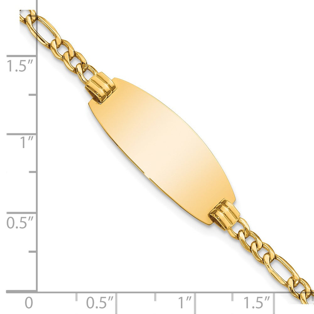 14k Semi-Solid Oval ID Figaro Bracelet