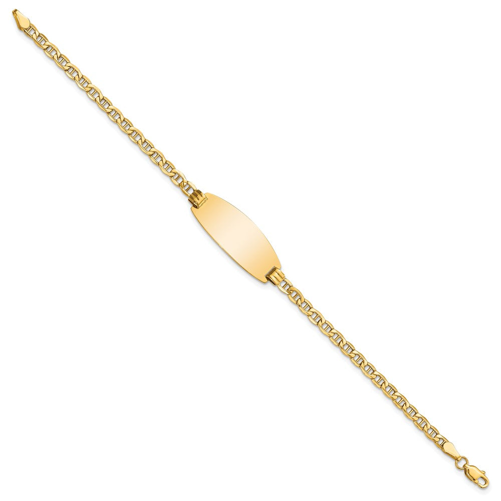 14k Semi-Solid Oval Anchor ID  Bracelet