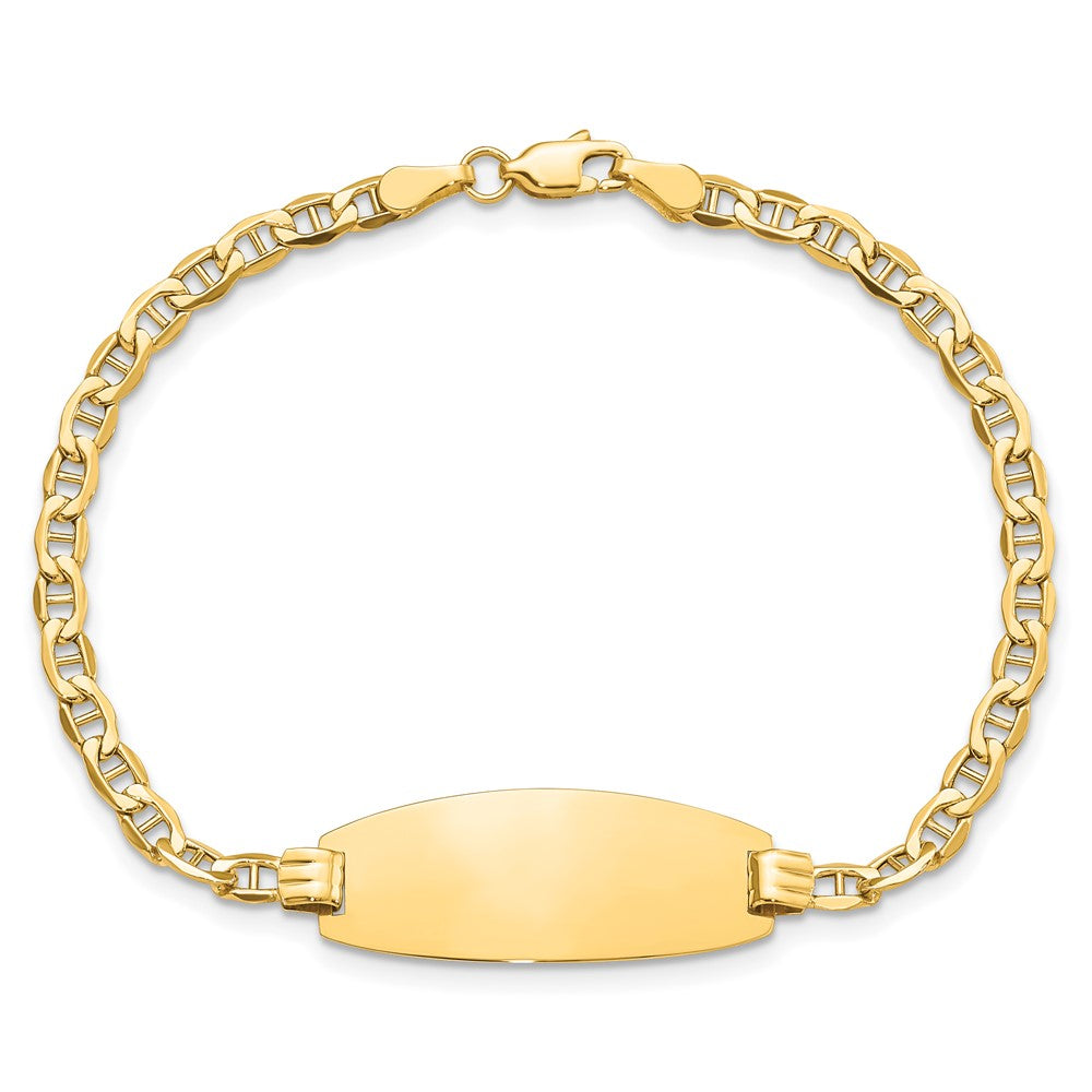 14k Semi-Solid Oval Anchor ID  Bracelet