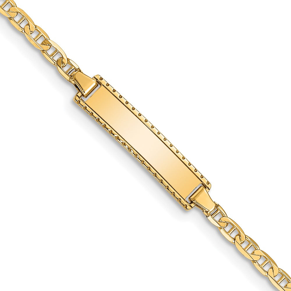 Solid 14K Yellow Gold Children's Anchor Link ID Bracelet