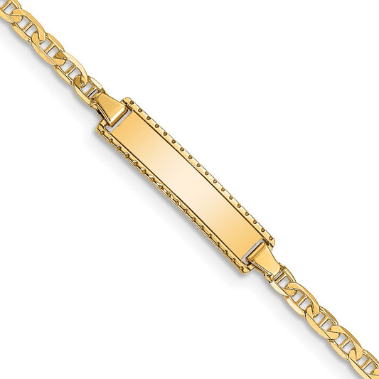 Solid 14K Yellow Gold Children's Anchor Link ID Bracelet