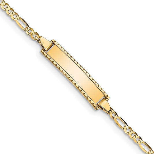 Solid 14K Yellow Gold Children's Figaro Link ID Bracelet