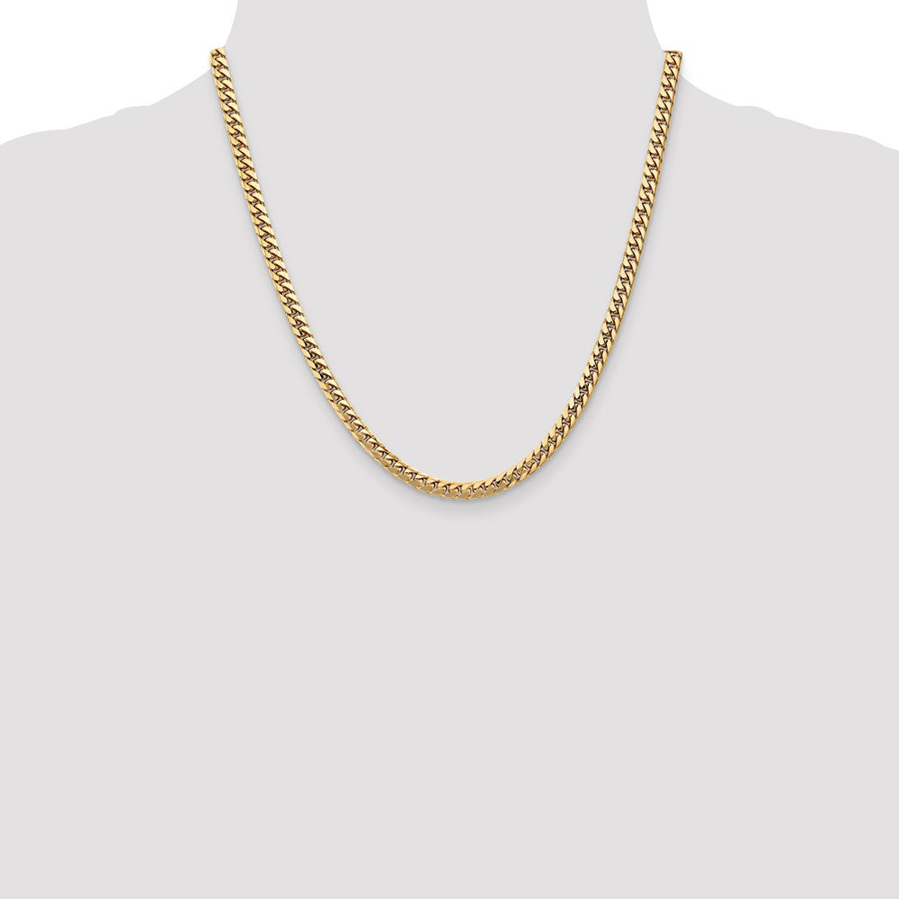 14K 20 inch 4.3mm Solid Miami Cuban Link with Lobster Clasp Chain Necklace