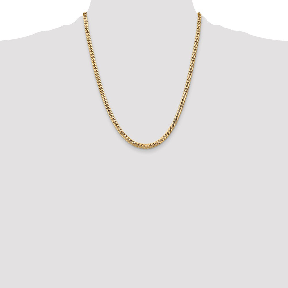 14K 22 inch 4.3mm Solid Miami Cuban Link with Lobster Clasp Chain Necklace