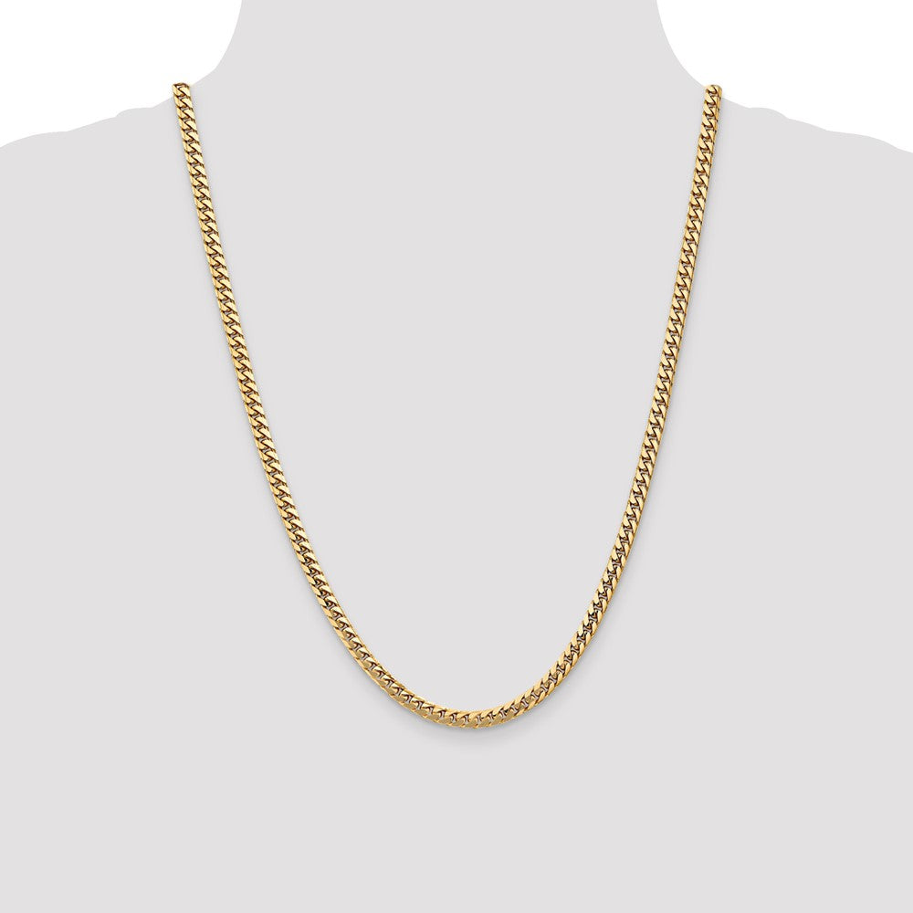 14K 24 inch 4.3mm Solid Miami Cuban Link with Lobster Clasp Chain Necklace