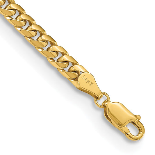 14K 7 inch 4.3mm Solid Miami Cuban Link with Lobster Clasp Bracelet