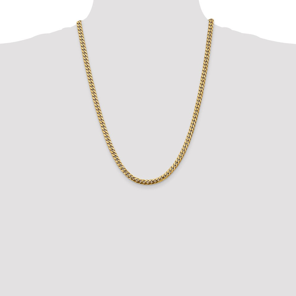 14K 24 inch 5mm Solid Miami Cuban Link with Lobster Clasp Chain Necklace