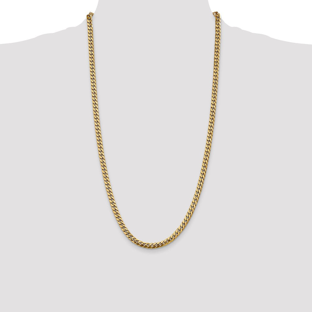 14K 28 inch 5mm Solid Miami Cuban Link with Lobster Clasp Chain Necklace