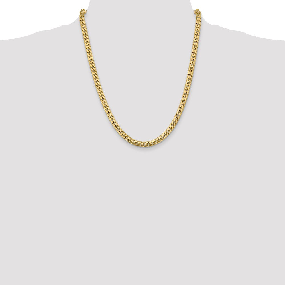 14K 22 inch 5.5mm Solid Miami Cuban Link with Lobster Clasp Chain Necklace