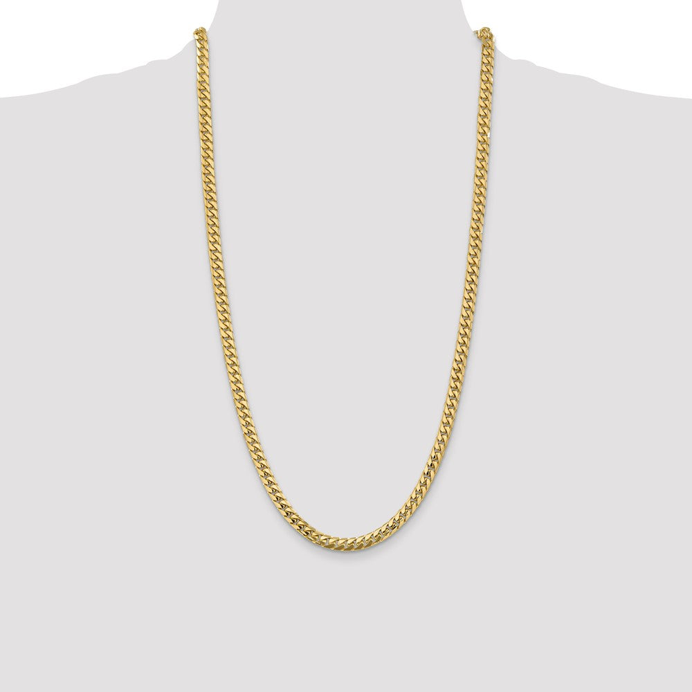 14K 28 inch 5.5mm Solid Miami Cuban Link with Lobster Clasp Chain Necklace