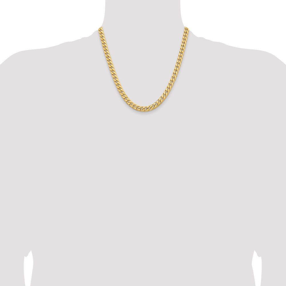 14K 20 inch 6.75mm Solid Miami Cuban Link with Lobster Clasp Chain Necklace