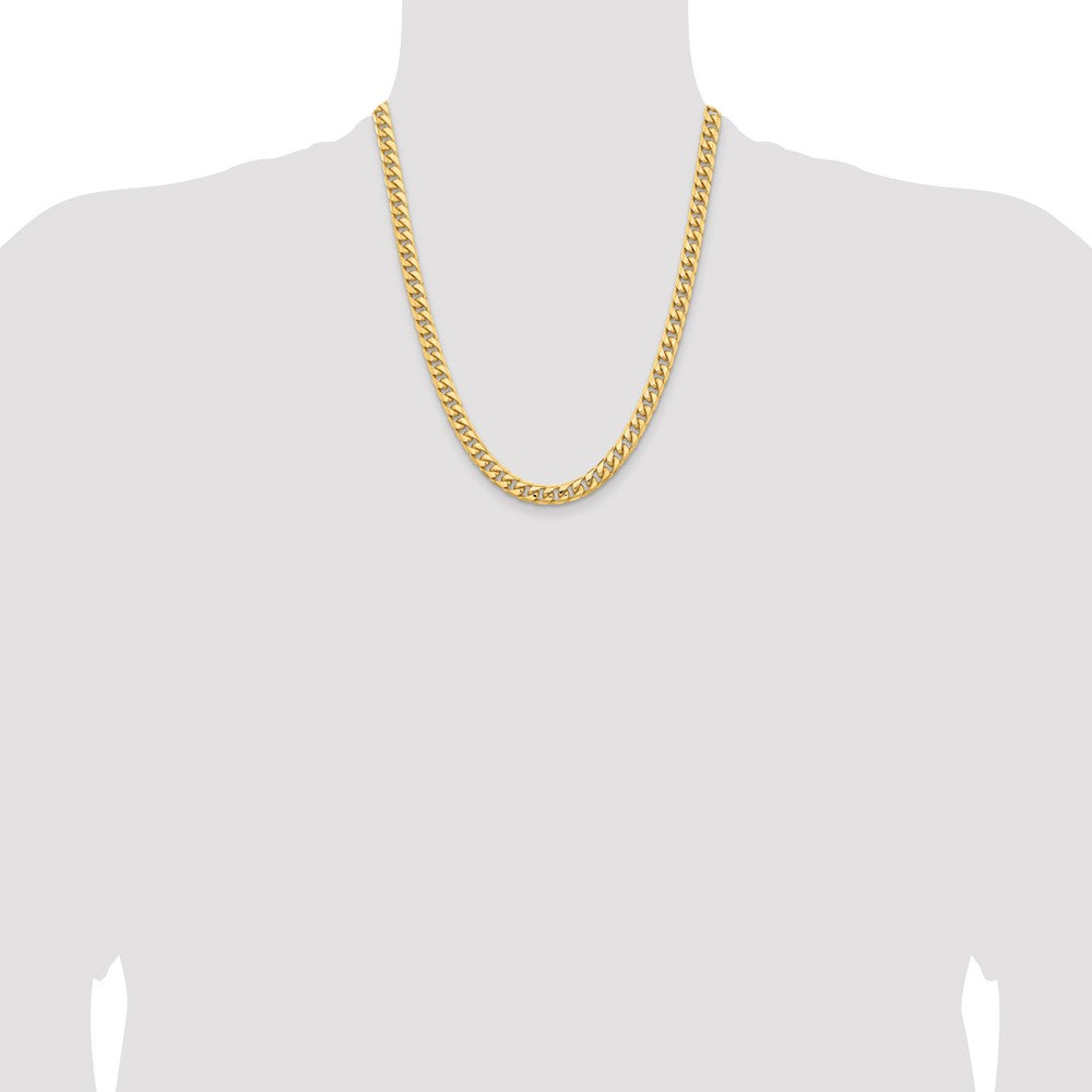 14K 22 inch 6.75mm Solid Miami Cuban Link with Lobster Clasp Chain Necklace