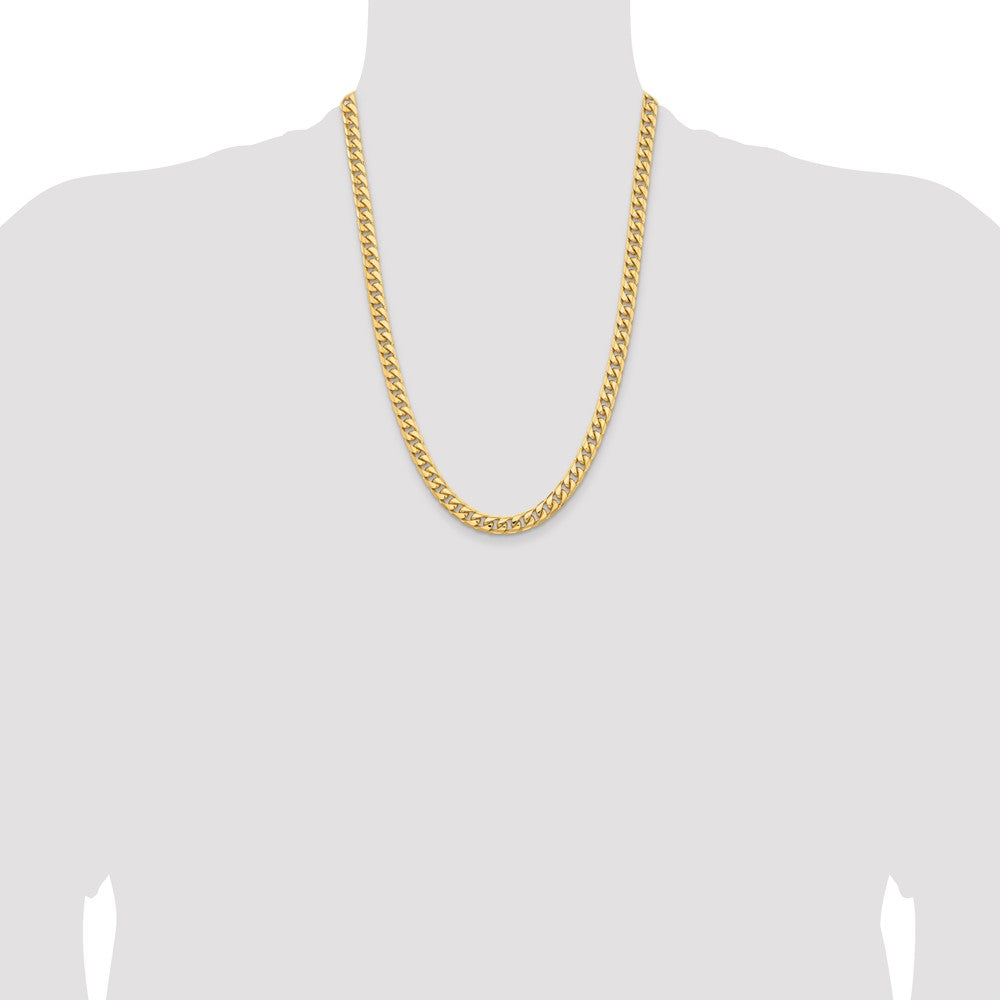 14K 24 inch 6.75mm Solid Miami Cuban Link with Lobster Clasp Chain Necklace