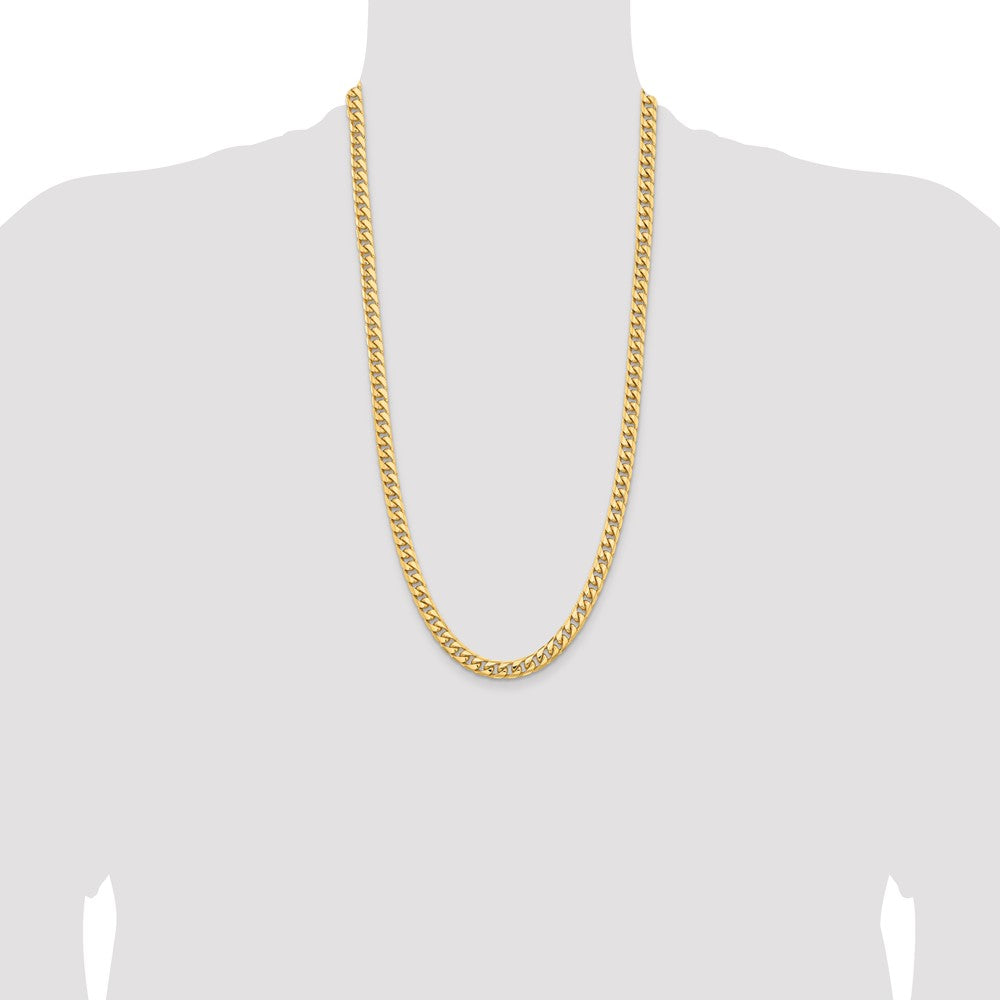 14K 28 inch 6.75mm Solid Miami Cuban Link with Lobster Clasp Chain Necklace