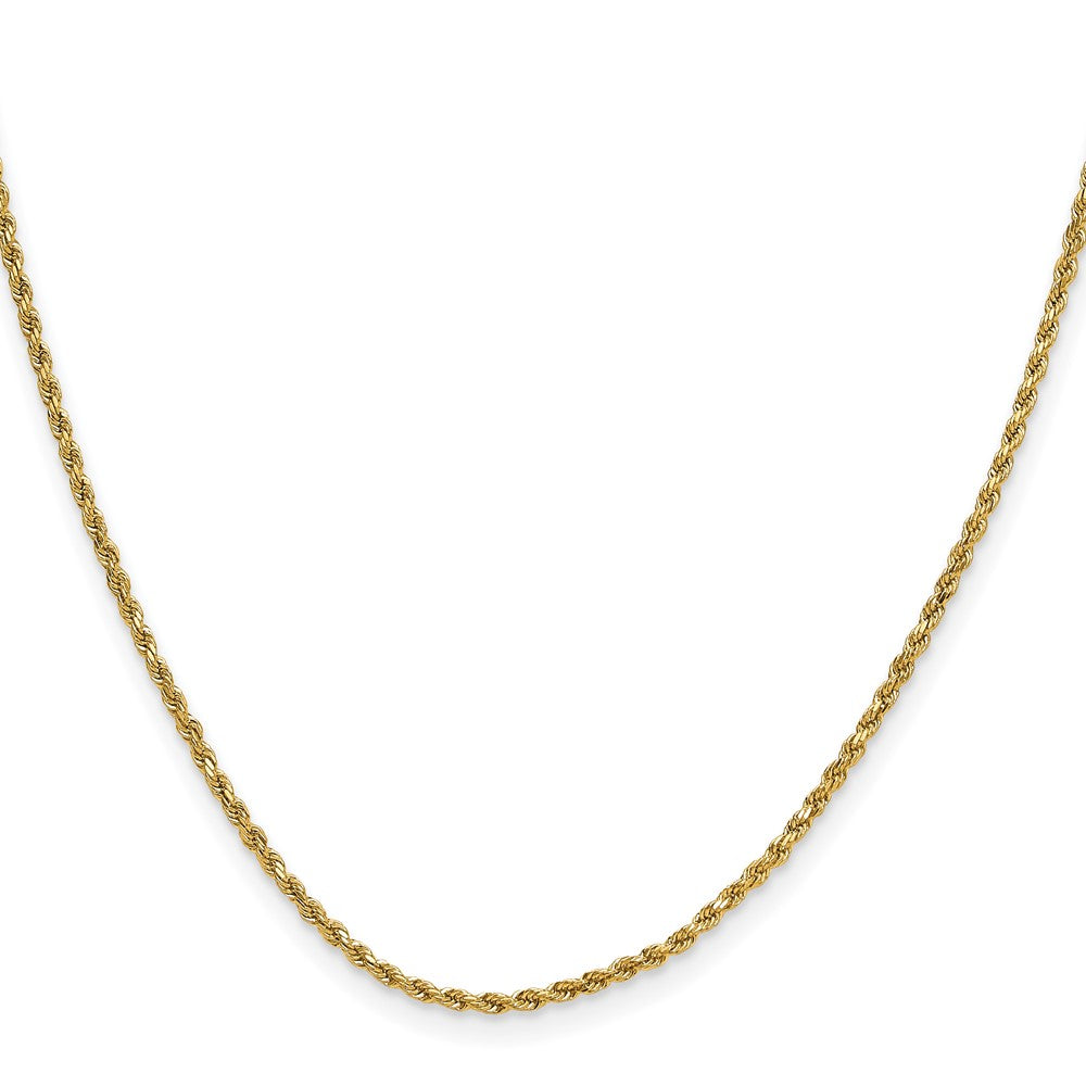 14K Yellow Gold 20 inch 2mm Semi Solid Diamond-cut Rope with Lobster Clasp Chain Necklace