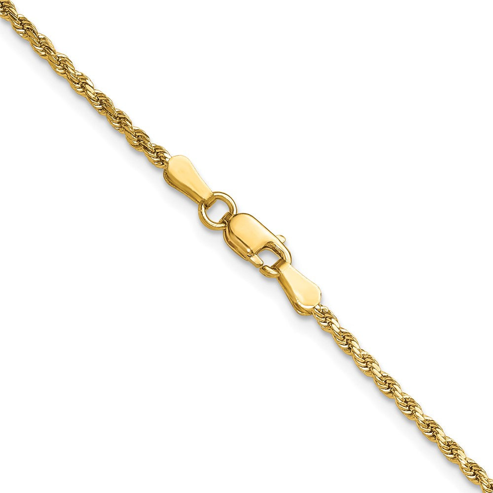 14K Yellow Gold 20 inch 2mm Semi Solid Diamond-cut Rope with Lobster Clasp Chain Necklace